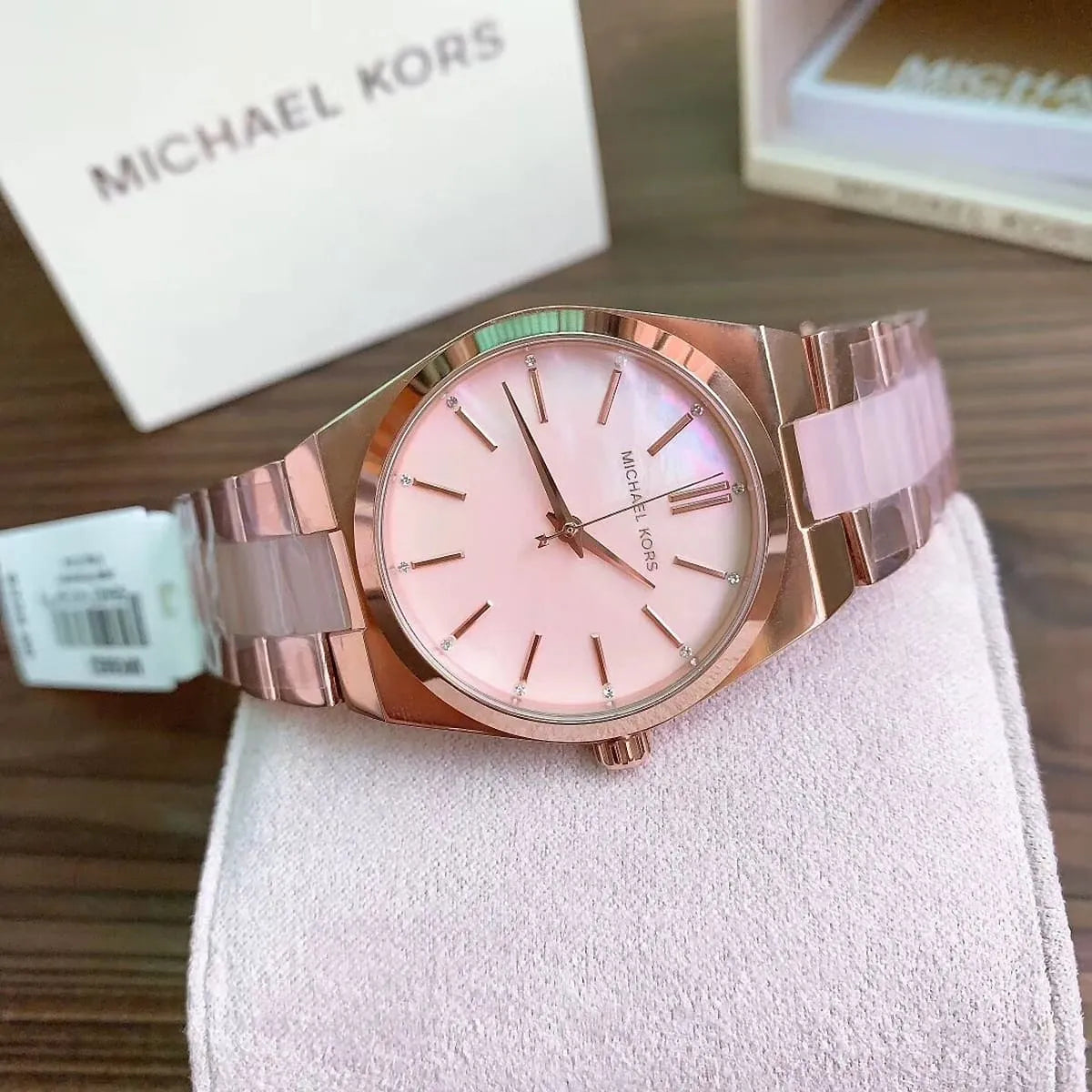  Shop Authentic Michael Kors Channing Quartz Mother of Pearl Pink Dial Two Tone Steel Strap Watch For Women - MK6652 - Luxxuri