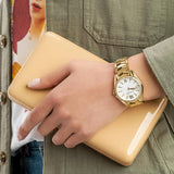  Shop Authentic Michael Kors Whitney Three-Hand White Dial Gold Steel Strap Watch For Women - MK6693 - Luxxuri