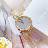  Shop Authentic Michael Kors Runway Mercer Crystals Silver Dial Gold Steel Strap Watch For Women - MK6715 - Luxxuri