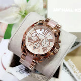  Shop Authentic Michael Kors Bradshaw Chronograph Pink Dial Two Tone Steel Strap Watch For Women - MK6830 - Luxxuri