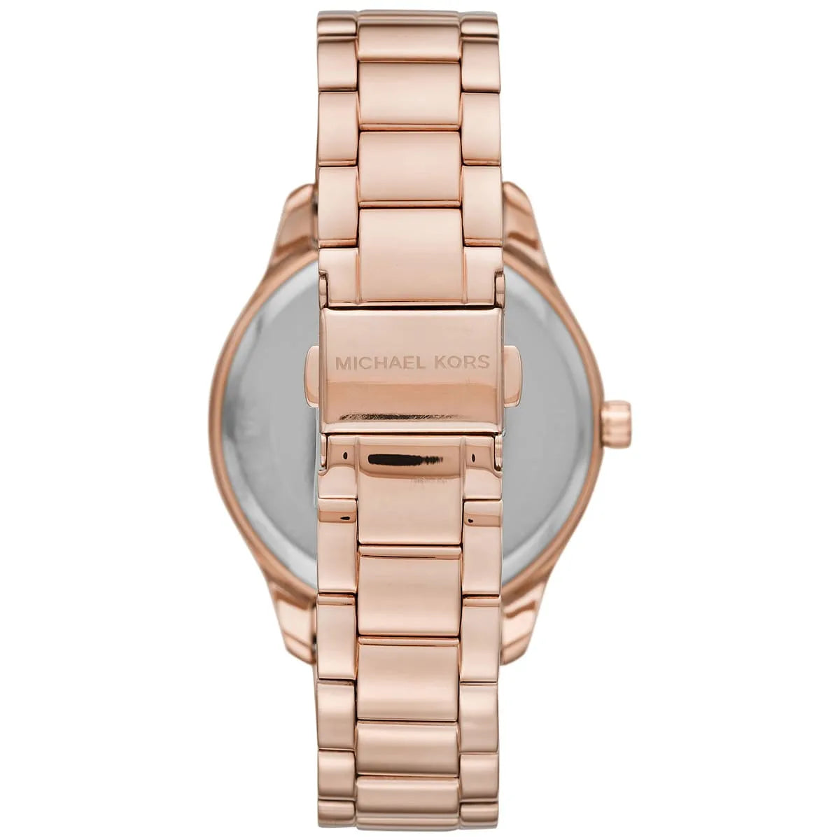 Michael Kors Layton Three Hand Pink Dial Rose Gold Steel Strap Watch For Women - MK6848