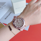  Shop Authentic Michael Kors Runway Three Hand Crystal Pave Dial Pink Rubber Strap Watch For Women - MK6854 - Luxxuri