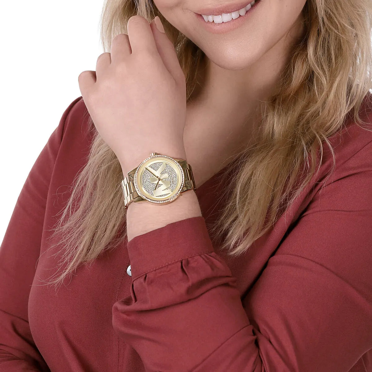  Shop Authentic Michael Kors Ritz Pave Crystals Gold Dial Gold Steel Strap Watch for Women - MK6862 - Luxxuri