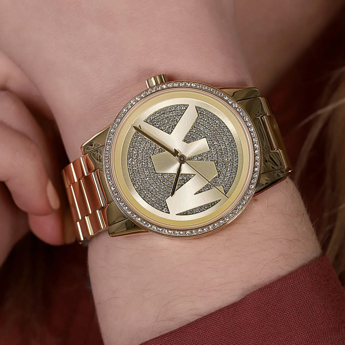  Shop Authentic Michael Kors Ritz Pave Crystals Gold Dial Gold Steel Strap Watch for Women - MK6862 - Luxxuri