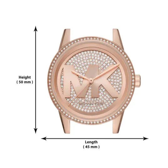 Michael Kors Ritz Analog Crystals Silver Dial Rose Gold Steel Strap Watch for Women - MK6863