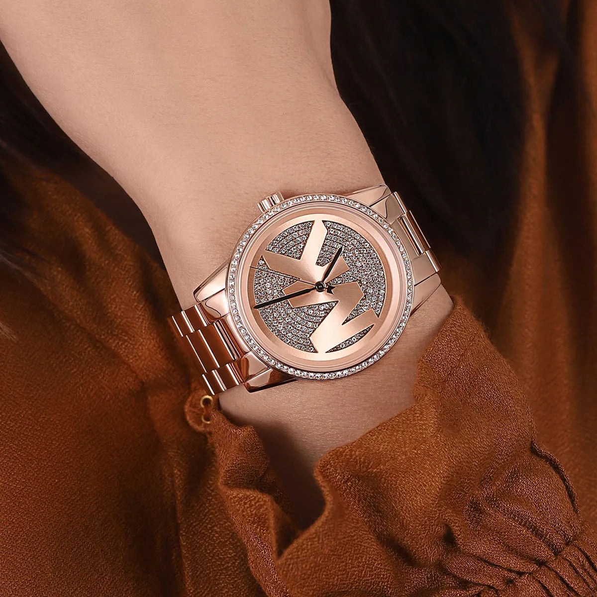  Shop Authentic Michael Kors Ritz Analog Crystals Silver Dial Rose Gold Steel Strap Watch for Women - MK6863 - Luxxuri