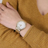 Shop Authentic Michael Kors Layton Three Hand Mother of Pearl White Dial Gold Steel Strap Watch For Women - MK6870 - Luxxuri