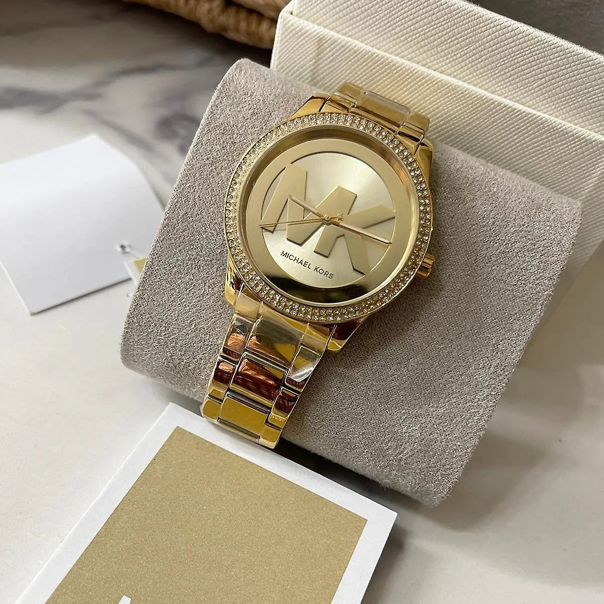  Shop Authentic Michael Kors Tibby Three Hand Gold Dial Gold Steel Strap Watch For Women - MK6879 - Luxxuri