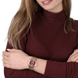  Shop Authentic Michael Kors Layton Three Hand Red Dial Rose Gold Steel Strap Watch For Women - MK6893 - Luxxuri