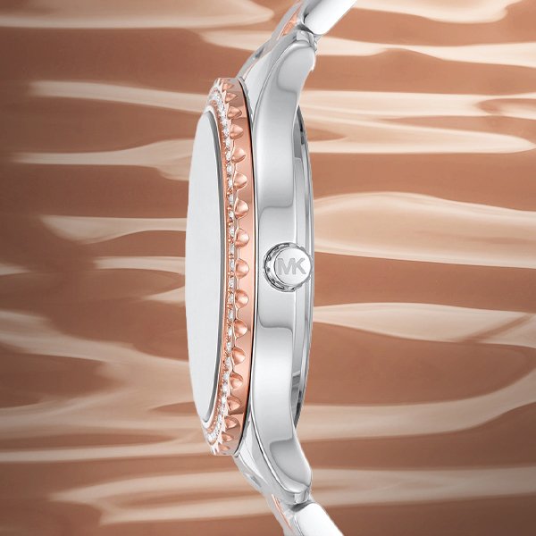  Shop Authentic Michael Kors Layton Three Hand Pink Dial Two Tone Steel Strap Watch For Women - MK6894 - Luxxuri