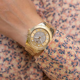 Shop Authentic Michael Kors Runway Three-Hand Gold Dial Gold Steel Strap Watch For Women - MK6911 - Luxxuri