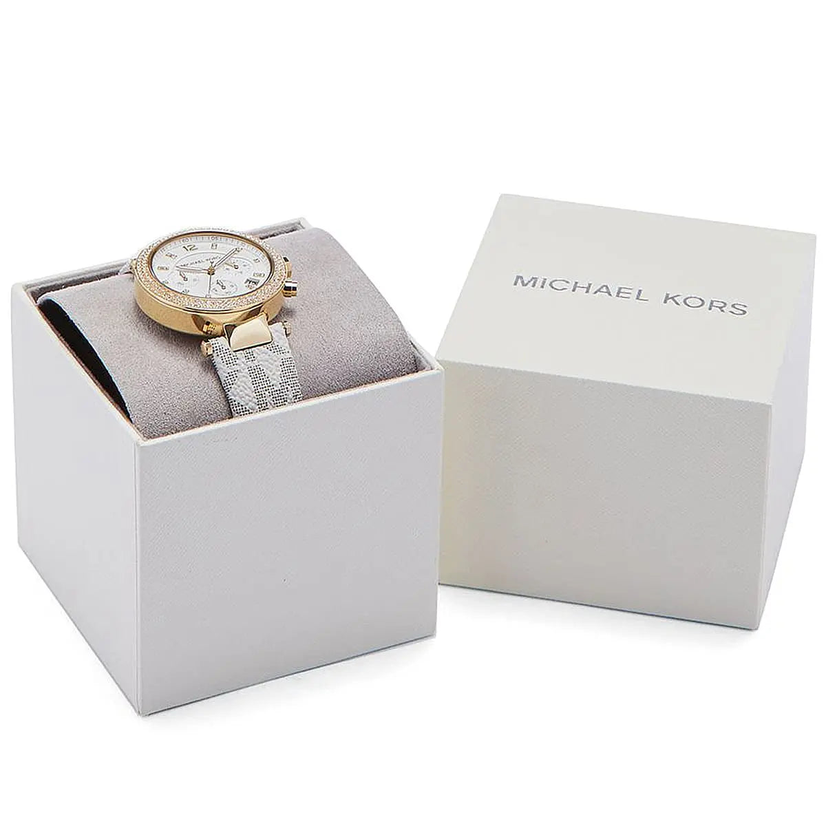  Shop Authentic Michael Kors Parker Chronograph White Dial White Leather Strap Watch For Women - MK6916 - Luxxuri