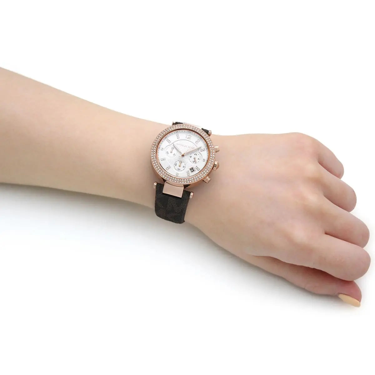  Shop Authentic Michael Kors Parker Chronograph White Dial Brown Leather Strap Watch For Women - MK6917 - Luxxuri