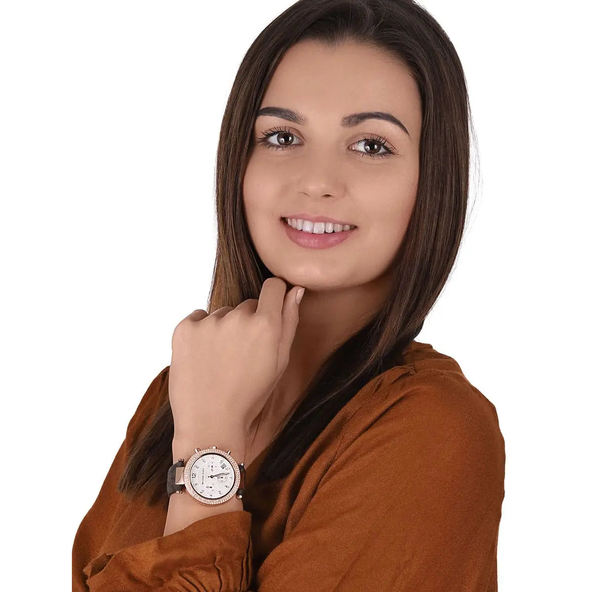  Shop Authentic Michael Kors Parker Chronograph White Dial Brown Leather Strap Watch For Women - MK6917 - Luxxuri