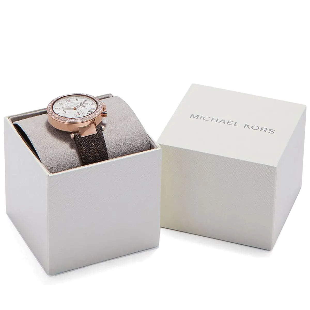  Shop Authentic Michael Kors Parker Chronograph White Dial Brown Leather Strap Watch For Women - MK6917 - Luxxuri