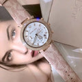  Shop Authentic Michael Kors Parker Chronograph White Dial Pink Leather Strap Watch For Women - MK6935 - Luxxuri