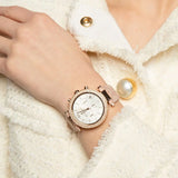  Shop Authentic Michael Kors Parker Chronograph White Dial Pink Leather Strap Watch For Women - MK6935 - Luxxuri
