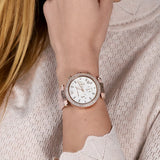  Shop Authentic Michael Kors Parker Chronograph White Dial Pink Leather Strap Watch For Women - MK6935 - Luxxuri