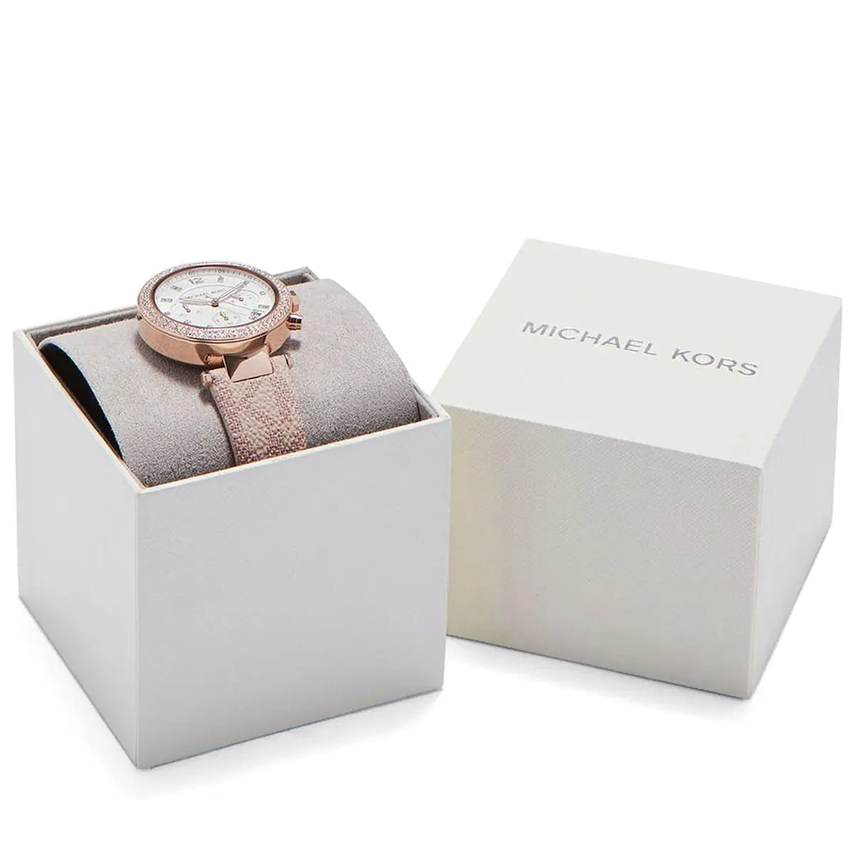  Shop Authentic Michael Kors Parker Chronograph White Dial Pink Leather Strap Watch For Women - MK6935 - Luxxuri