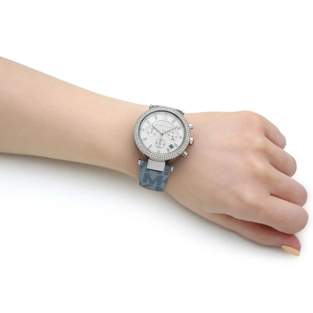  Shop Authentic Michael Kors Parker Silver Dial Blue Leather Strap Watch For Women - MK6936 - Luxxuri