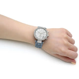  Shop Authentic Michael Kors Parker Silver Dial Blue Leather Strap Watch For Women - MK6936 - Luxxuri