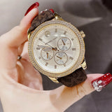  Shop Authentic Michael Kors Tibby Multifunction Gold Dial Brown Leather Strap Watch For Women - MK6966 - Luxxuri