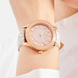  Shop Authentic Michael Kors Runway Quartz Rose Gold Dial White Leather Strap Watch For Women - MK6980 - Luxxuri