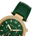  Shop Authentic Michael Kors Parker Chronograph Green Dial Green Leather Strap Watch For Women - MK6985 - Luxxuri