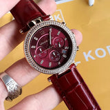  Shop Authentic Michael Kors Parker Chronograph Red Dial Red Leather Strap Watch For Women - MK6986 - Luxxuri