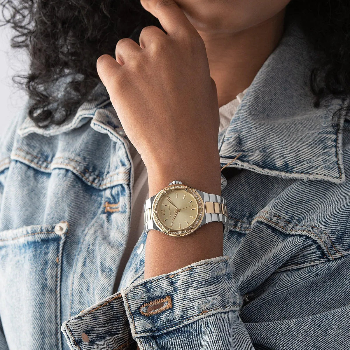  Shop Authentic Michael Kors Lennox Three-Hand Gold Dial Two Tone Steel Strap Watch For Women  - MK6988 - Luxxuri