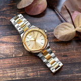  Shop Authentic Michael Kors Lennox Three-Hand Gold Dial Two Tone Steel Strap Watch For Women  - MK6988 - Luxxuri