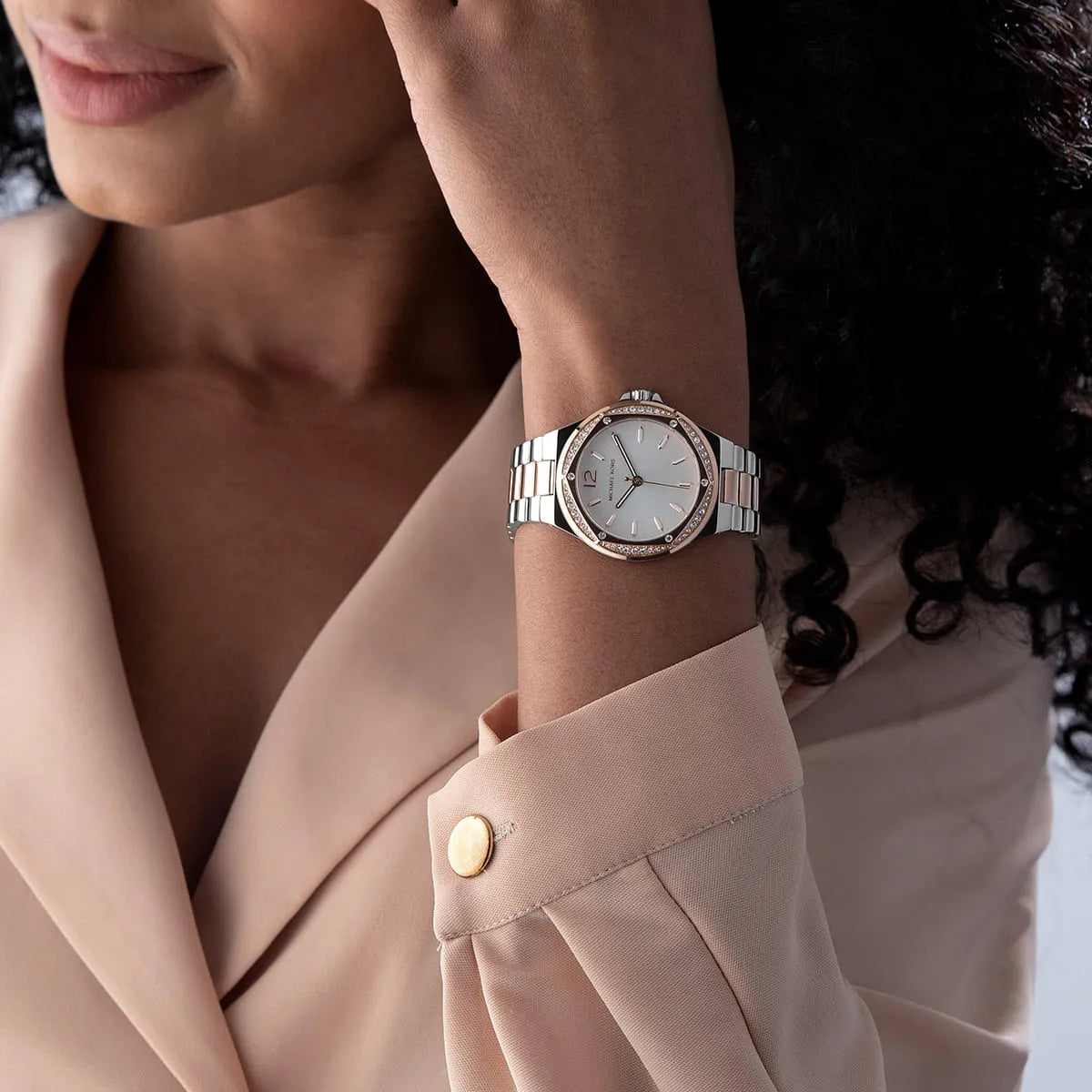  Shop Authentic Michael Kors Lennox Three Hand Quartz Silver Dial Two Tone Steel Strap Watch For Women - MK6989 - Luxxuri