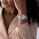  Shop Authentic Michael Kors Lennox Three Hand Quartz Silver Dial Two Tone Steel Strap Watch For Women - MK6989 - Luxxuri
