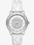  Shop Authentic Michael Kors Runway Three Hand White Dial White Leather Strap Watch For Women - MK6998 - Luxxuri