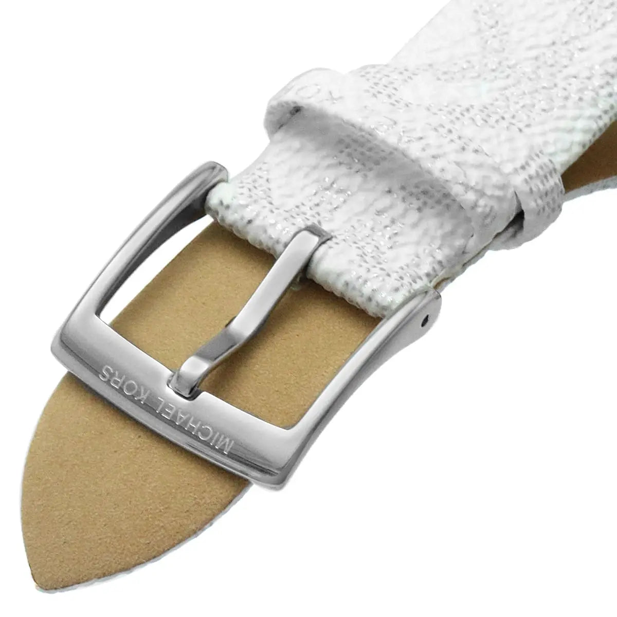 Michael Kors Runway Three Hand White Dial White Leather Strap Watch For Women - MK6998