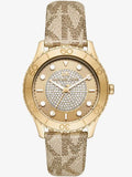  Shop Authentic Michael Kors Runway Three Hand Quartz Gold Dial Brown Leather Strap Watch For Women - MK6999 - Luxxuri