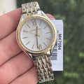  Shop Authentic Michael Kors Mindy Three Hand White Dial Two Tone Steel Strap Watch For Women - MK7084 - Luxxuri
