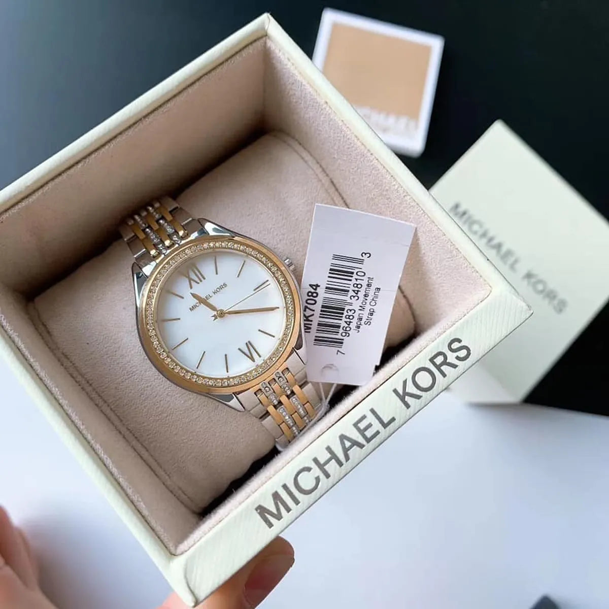  Shop Authentic Michael Kors Mindy Three Hand White Dial Two Tone Steel Strap Watch For Women - MK7084 - Luxxuri