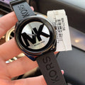  Shop Authentic Michael Kors Janelle Quartz Silver Dial Black Rubber Strap Watch For Women - MK7138 - Luxxuri