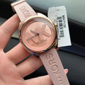  Shop Authentic Michael Kors Janelle Three Hand Rose Gold Dial Pink Rubber Strap Watch For Women - MK7139 - Luxxuri