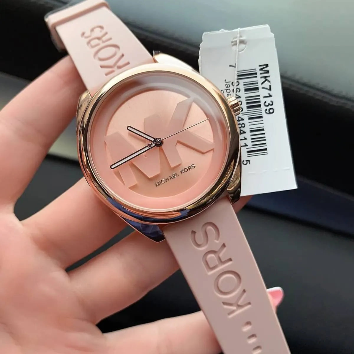  Shop Authentic Michael Kors Janelle Three Hand Rose Gold Dial Pink Rubber Strap Watch For Women - MK7139 - Luxxuri