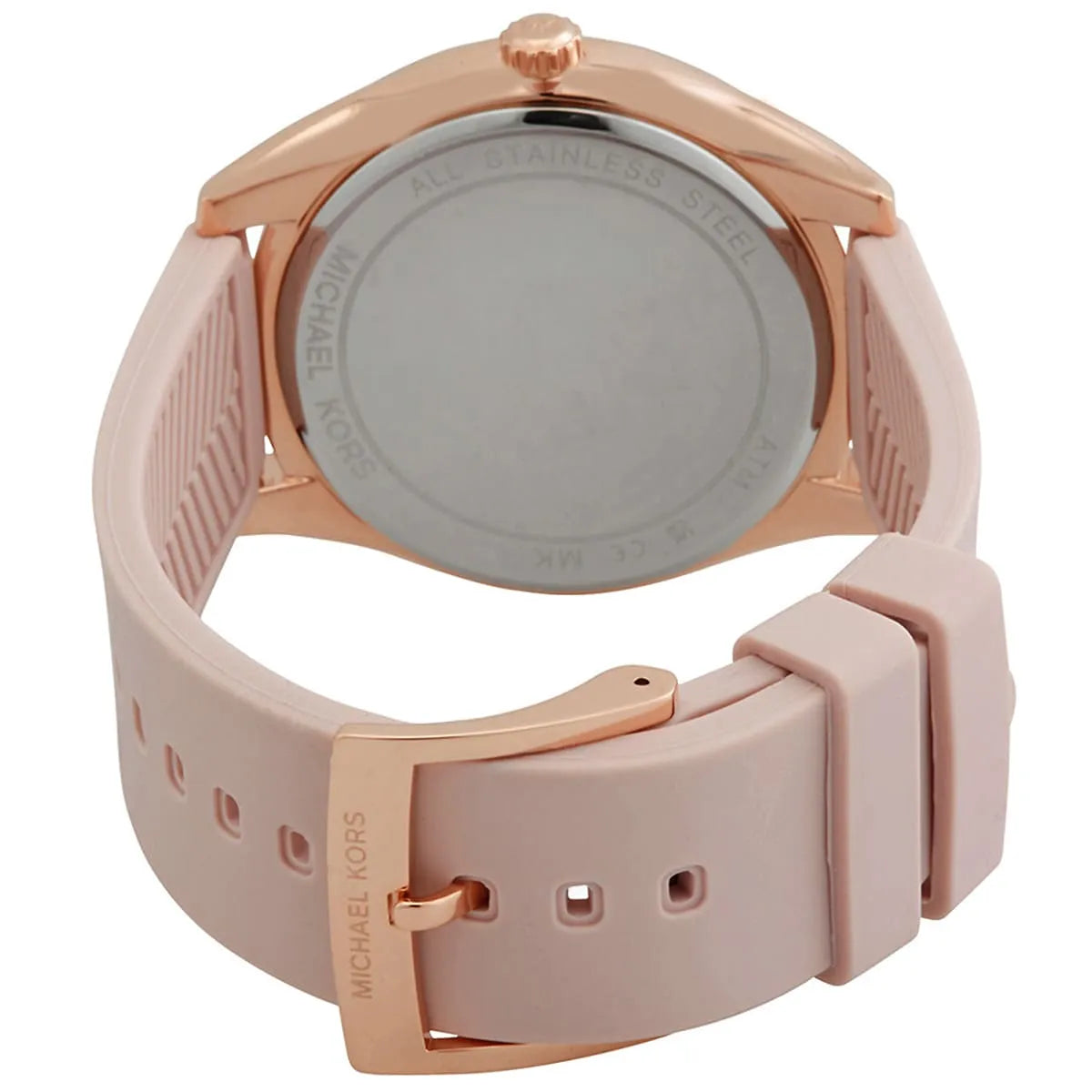  Shop Authentic Michael Kors Janelle Three Hand Rose Gold Dial Pink Rubber Strap Watch For Women - MK7139 - Luxxuri