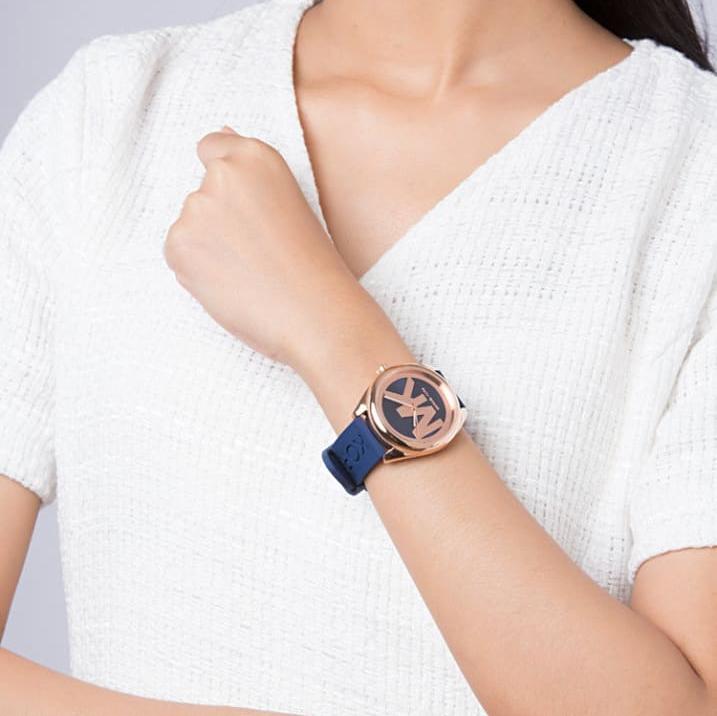  Shop Authentic Michael Kors Janelle Three Hand Blue Dial Blue Rubber Strap Watch For Women - MK7140 - Luxxuri