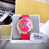  Shop Authentic Michael Kors Janelle Three Hand Red Dial Red Rubber Strap Watch For Women - MK7142 - Luxxuri