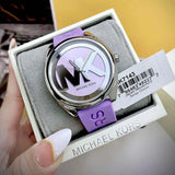  Shop Authentic Michael Kors Janelle Three Hand Purple Dial Purple Rubber Strap Watch For Women - MK7143 - Luxxuri