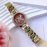  Shop Authentic Michael Kors Camille Analog Red Dial Gold Steel Strap Watch For Women - MK7196 - Luxxuri