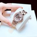 Michael Kors Camille Three Hand Rose Gold Dial Rose Gold Steel Strap Watch For Women - MK7197