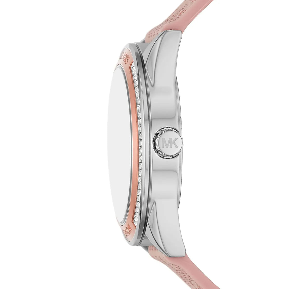 Michael Kors Multifunction Silver Dial Pink Leather Strap Watch For Women - MK7206