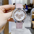  Shop Authentic Michael Kors Multifunction Silver Dial Pink Leather Strap Watch For Women - MK7206 - Luxxuri