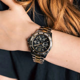  Shop Authentic Michael Kors Everest Chronograph Black Dial Two Tone Steel Strap Watch For Women - MK7209 - Luxxuri